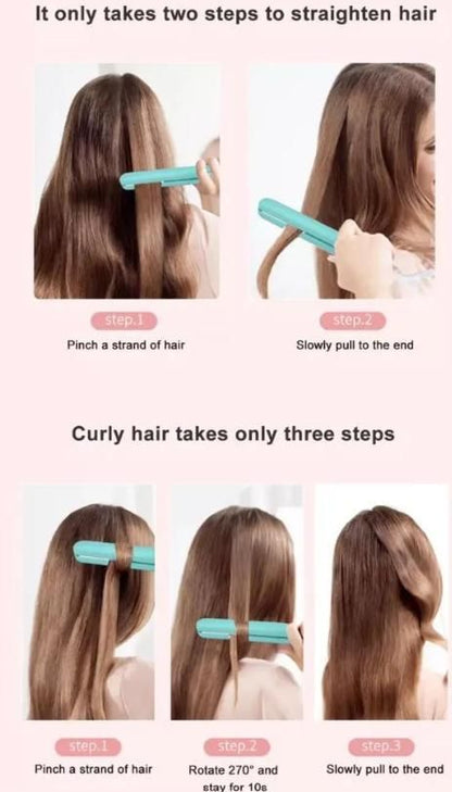 2-in-1 Mini Hair Straightener and Curler